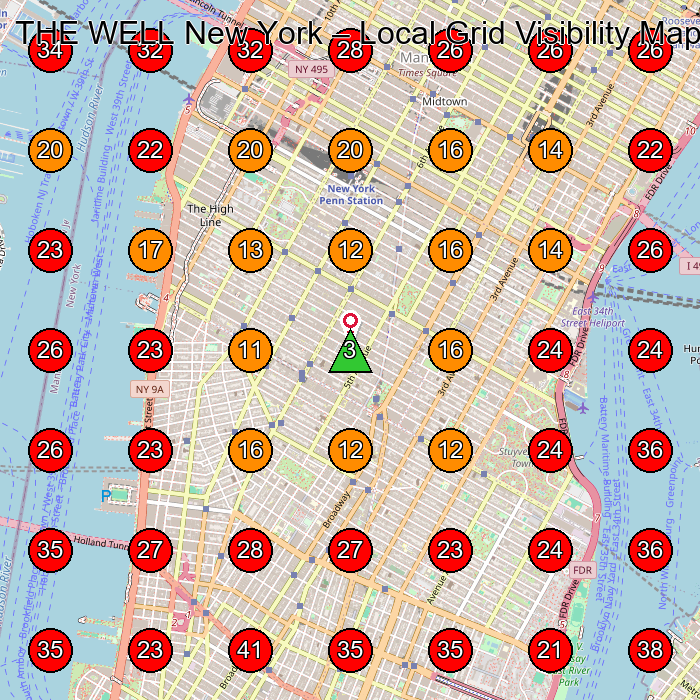 THE WELL New York GeoGrid visibility map for Wellness Center in New York